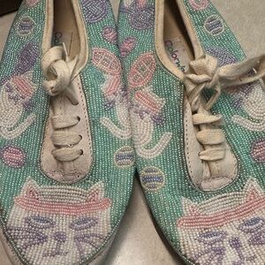 Vintage beaded tennis cat shoes!!!